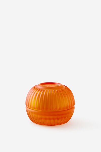 Mini Stackers Glass Tea Light Candle, JOY RISING TANGERINE RIBBED