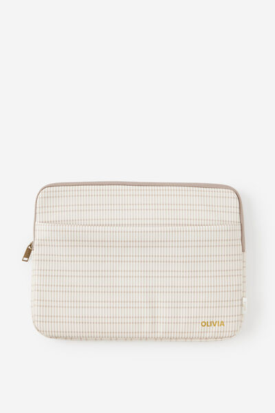 Personalised Pro 14 Inch Laptop Case, TAN CHECK