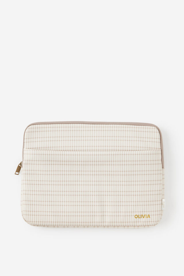 Personalised Pro 14 Inch Laptop Case, TAN CHECK