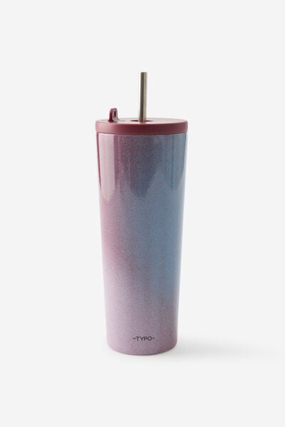 Hidden Straw Metal Smoothie Cup, DIFFUSION CABERNET