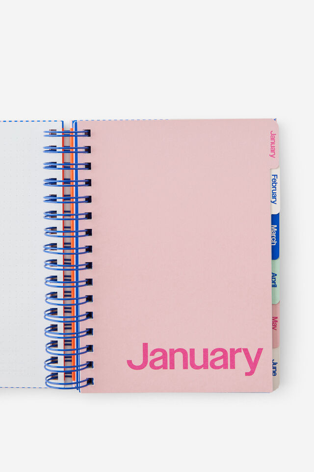 2027 A5 Weekly Bright Days Diary, LAVA RED COLOUR BLOCK