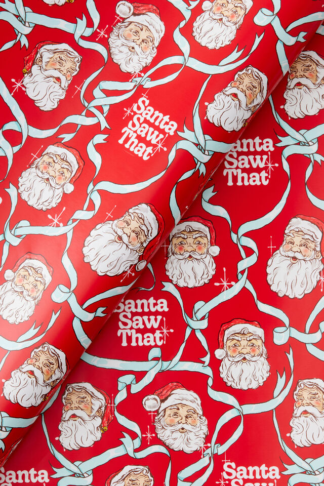 Christmas Wrapping Paper Roll, SANTA SAW THAT