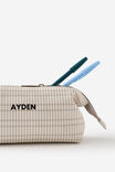 Personalised Compact Pu Pencil Case, NEUTRAL CHECK - alternate image 2