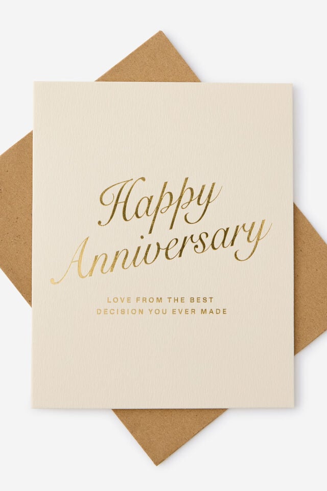 Premium Anniversary Card 2.0, HAPPY ANNIVERSARY BEST DECISION GOLD FOIL