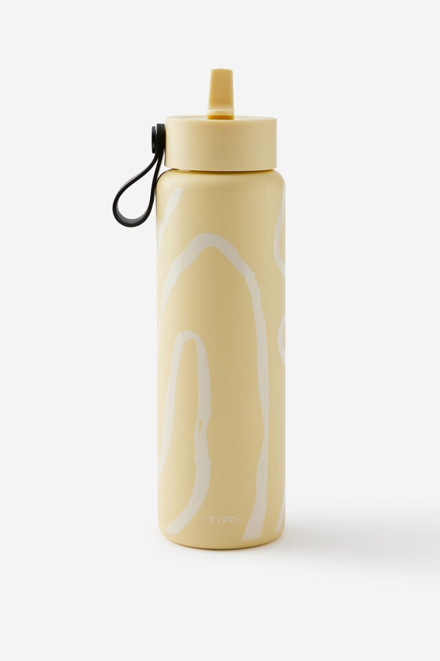 On The Move 500Ml Sipper Top, TYPOGRAPHIC/LIMONCELLO