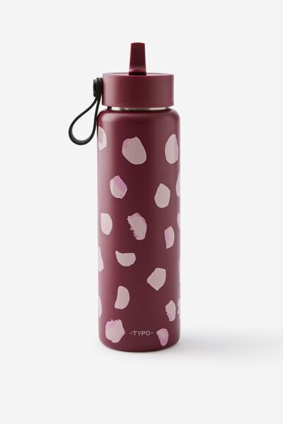 On The Move 500Ml Sipper Top, PAINT DOT POLKA/CABERNET
