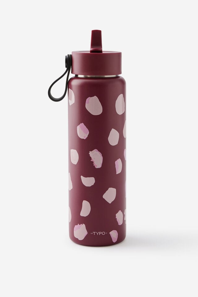 On The Move 500Ml Sipper Top, PAINT DOT POLKA/CABERNET
