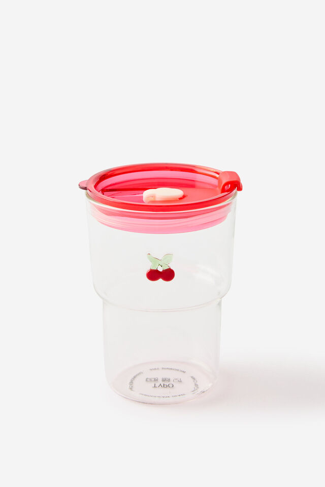 Love A Latte Glass Tumbler, CHERRY ICON