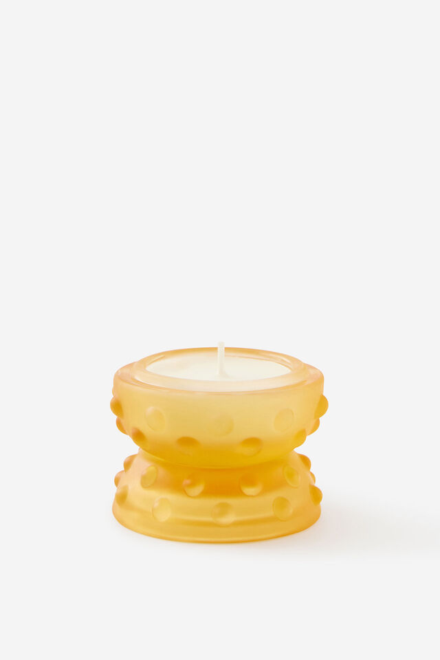 Mini Stackers Glass Tea Light Candle, JOY RISING YELLOW BUMPY