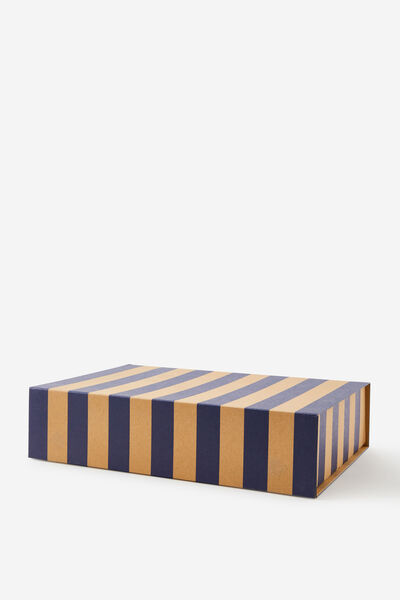 Large Magnetic Flat Pack Box, BLUE AND CRAFT STRIPE