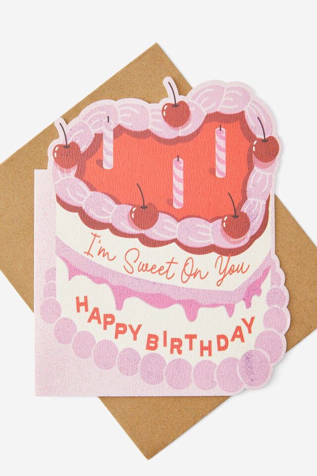 Premium Shaped Nice Card, BDAY HEART CAKE SHAPED