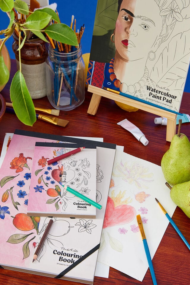 Lcn A4 Colouring Pad, LCN FRK FRIDA KAHLO FLAMING HEART