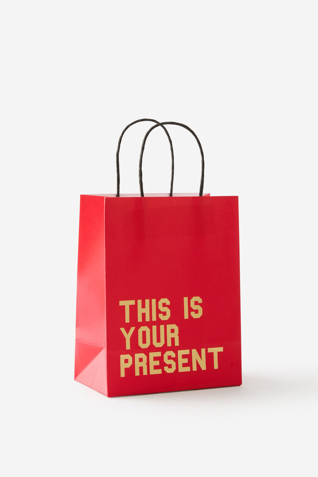 Premium Gift Bag -  Small, THIS IS YOUR PRESENT RED & GOLD