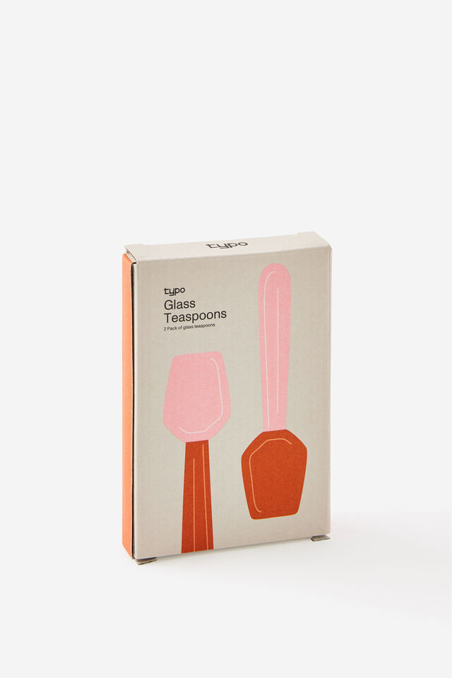 Glass Teaspoons 2Pk, BURNT ORANGE & STRAWBERRY MILK