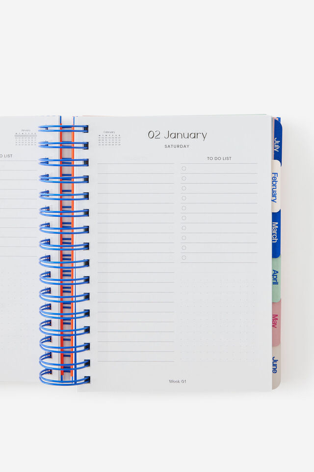 2027 A5 Daily Bright Days Diary, LAVA RED COLOUR BLOCK