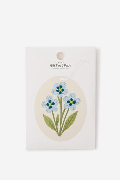 Die Cut Gift Tag 5Pk, WILD FLOWER