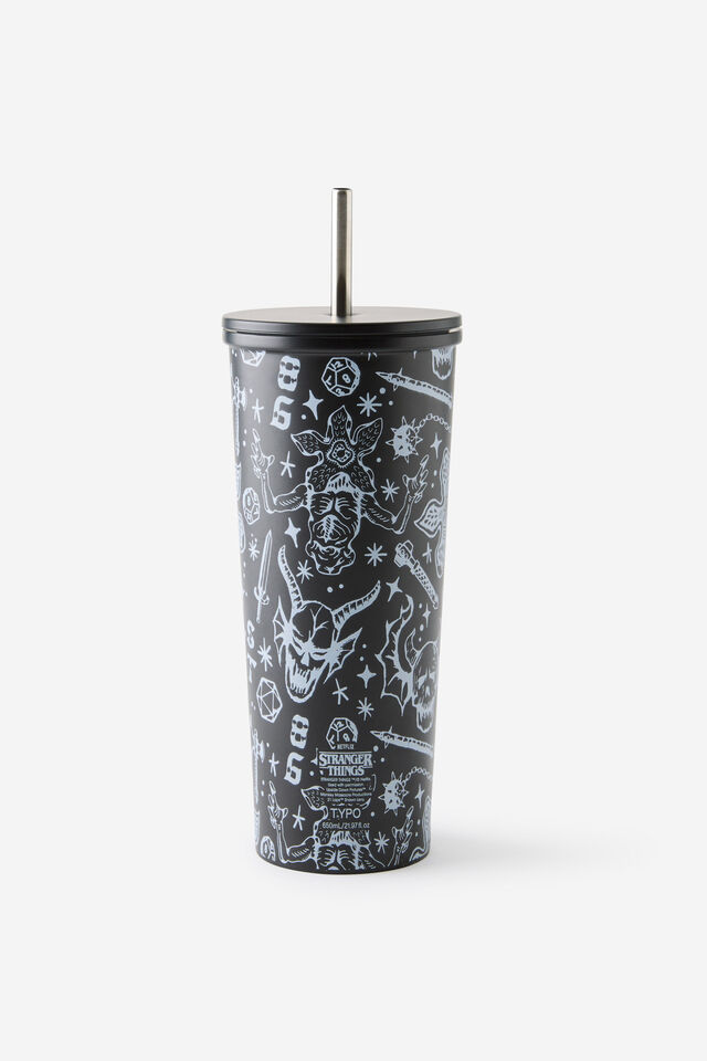 Collab Metal Smoothie Cup, LCN NET STRANGER THINGS HELLFIRE CLUB