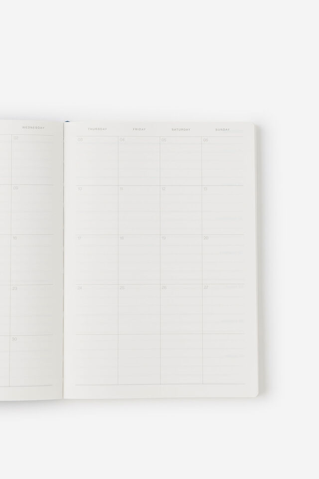 Personalised 26/27 A5 Weekly Soft Diary, PATCHWORK STRIPE NAVY