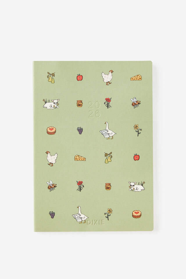 Personalised 2026 B5 Weekly Soft Metro Diary, Little Treats Bay Leaf