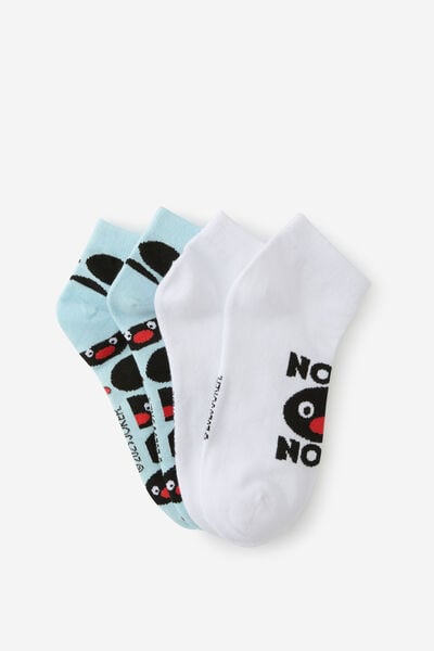 2 Pk Of Ankle Socks, LCN MAT PINGU (M/L)