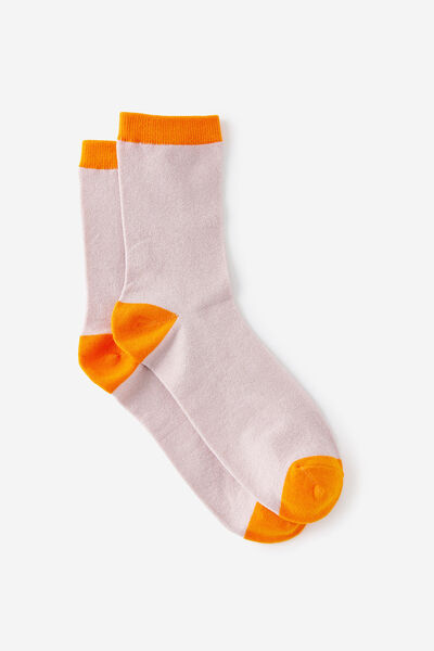 Mid Crew Socks, SPARKLE PINK & HOT SAUCE