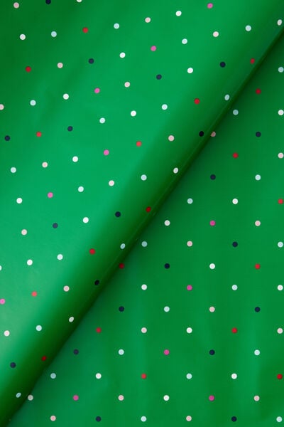 Christmas Wrapping Paper Roll, MISTLETOE GREEN POLKA