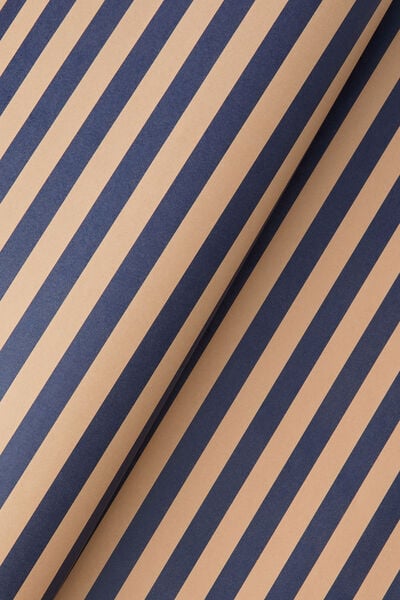 Christmas Wrapping Paper Roll, BLUE AND CRAFT STRIPE
