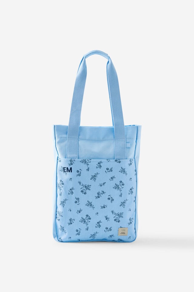 Personalised Campus Tote, BOUQUET DITSY STRIPE / BLUE SKIES