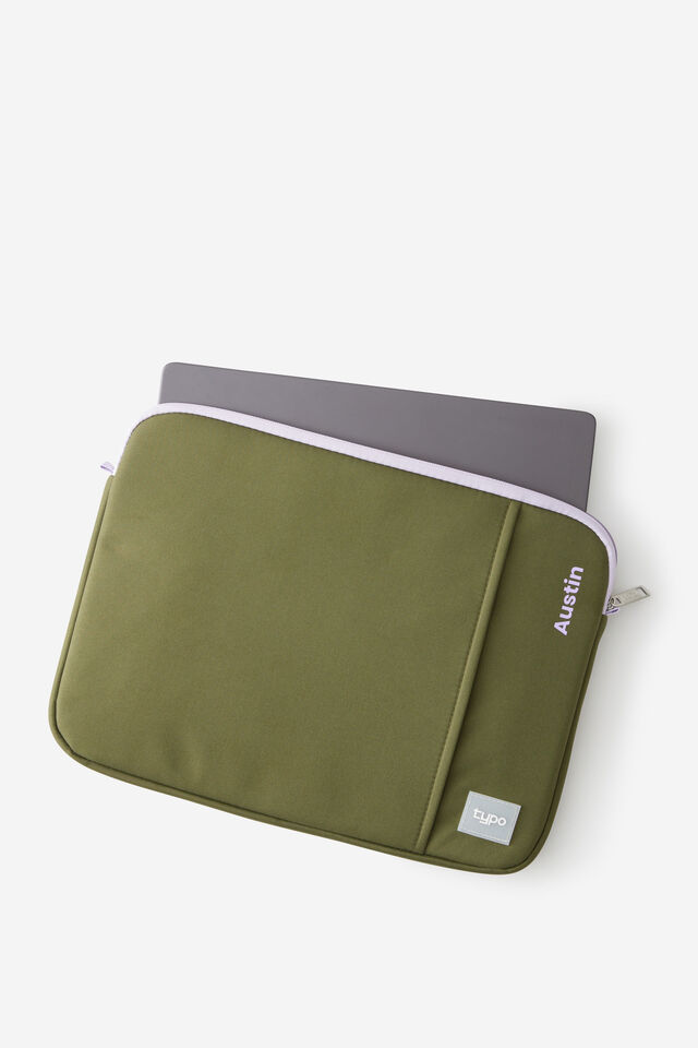 Personalised Mode 14 Inch Laptop Case, OLIVE