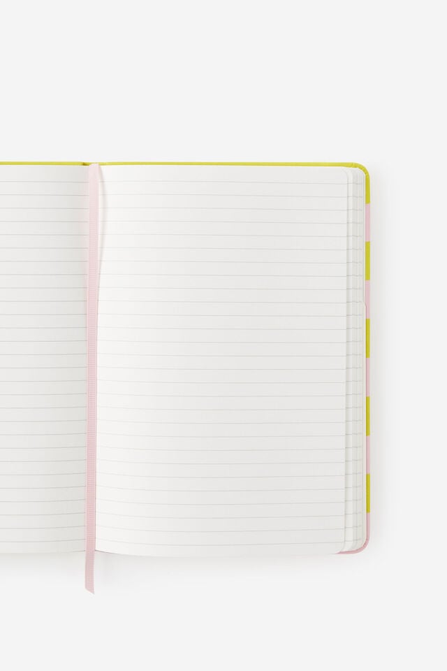 A5 Hard Lined Notetaker Notebook, STRAWBERRY MILK SPLICE STRIPE