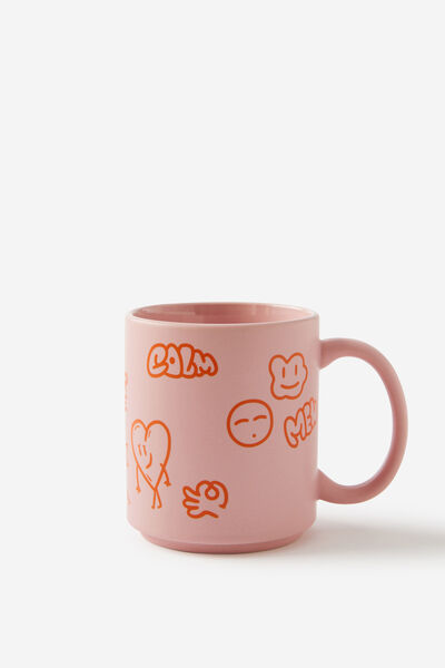 Daily Mug, LCN DOO DOODLE BOY PINK / RED CHARACTERS