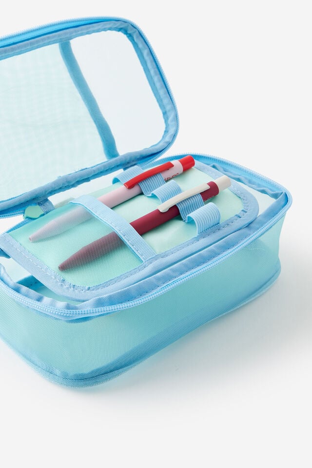 Everyday Mesh Pencil Case, MINTY BLUE SKIES