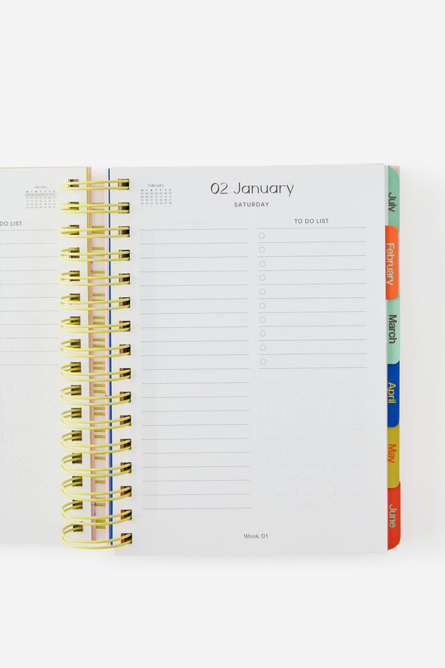 2027 A5 Daily Bright Days Diary, STRAWBERRY MILK DITSY CELESTIAL