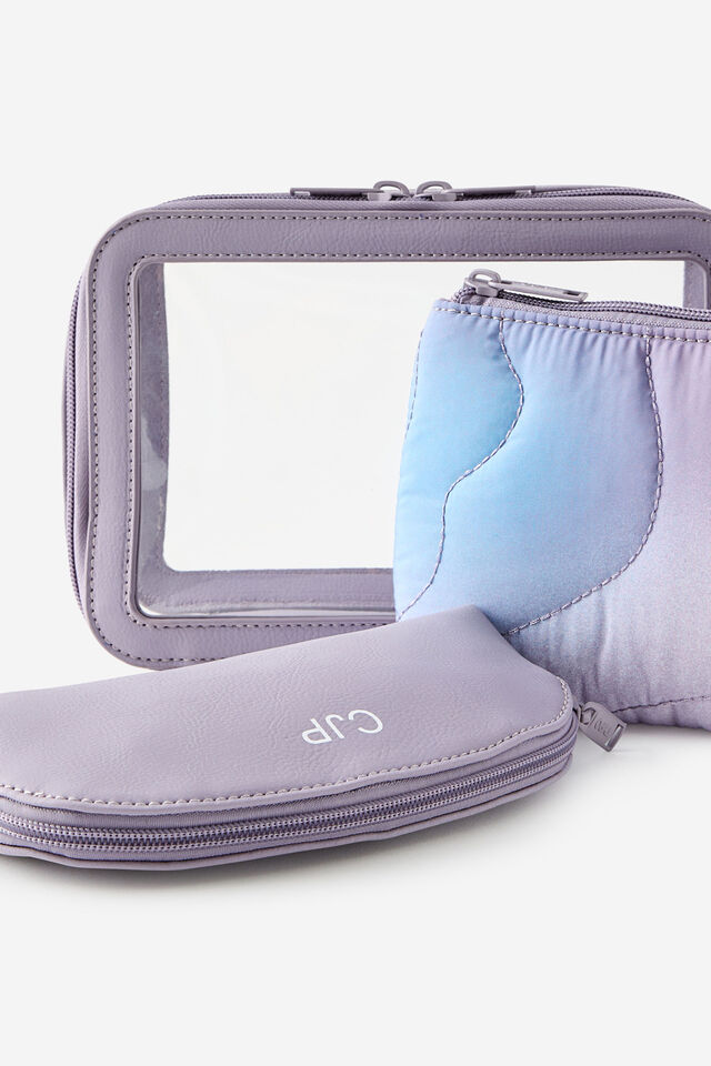 Personalised 3 In 1 Cosmetic Case, DIFFUSION/SILVER LILAC