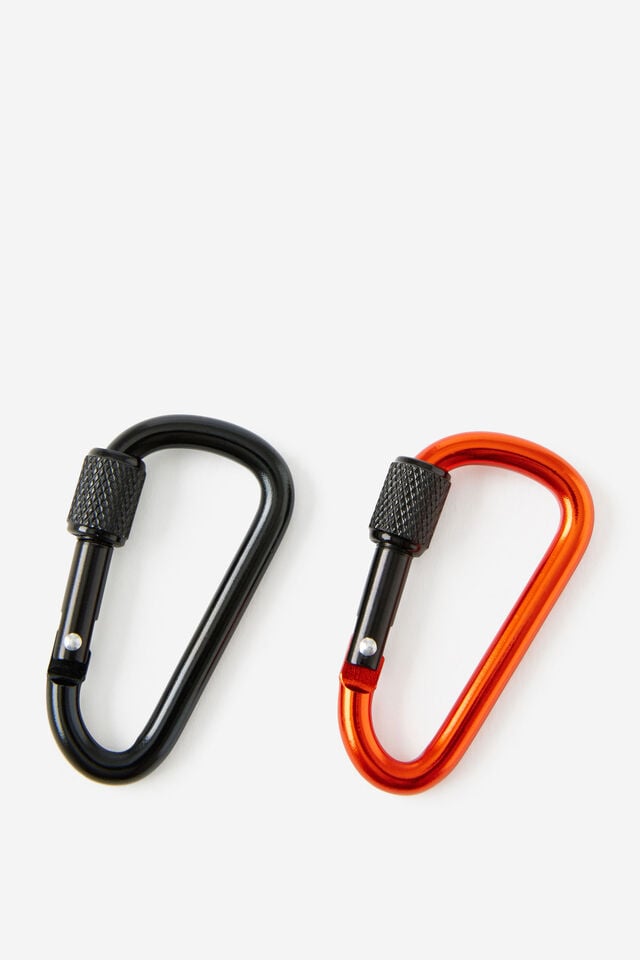 Carabiner 2Pk, BLACK / BURNT ORANGE