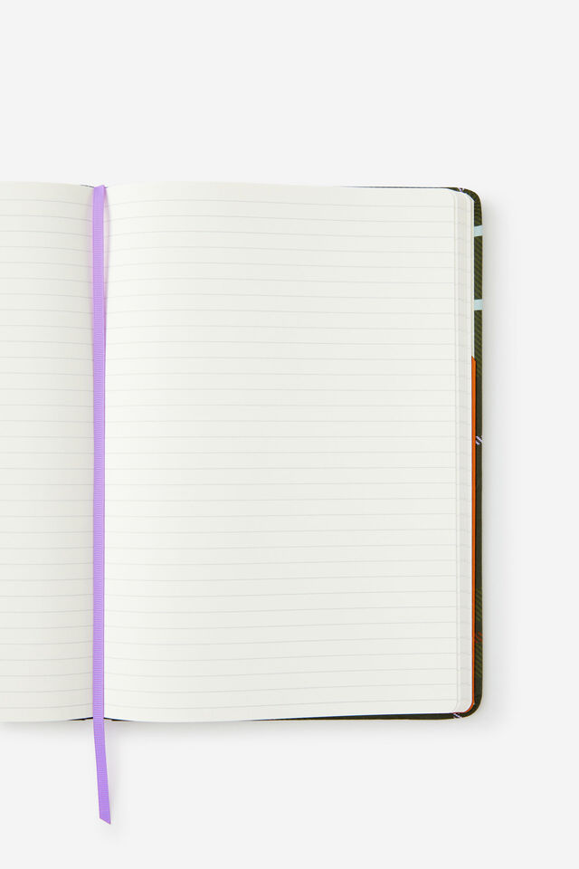 B5 Hard Lined Notetaker Notebook, OLIVE PLAID