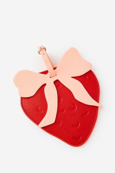 Premium Luggage Tag, STRAWBERRY BOW/RED