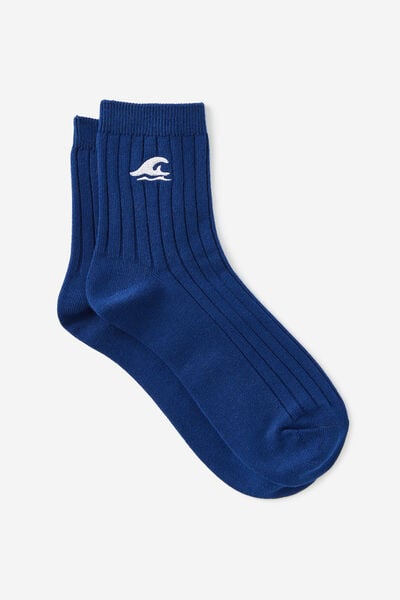 Mid Crew Socks, WAVE EMB
