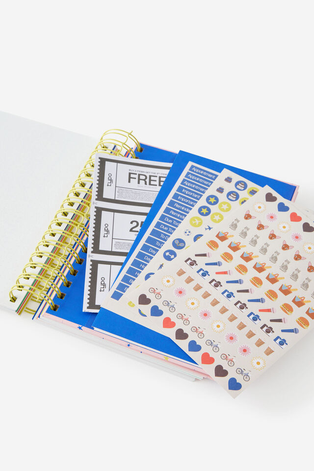 2027 A5 Daily Bright Days Diary, STRAWBERRY MILK DITSY CELESTIAL