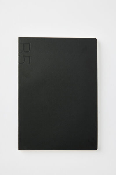B5 Soft Cover Lined Notebook, BLACK