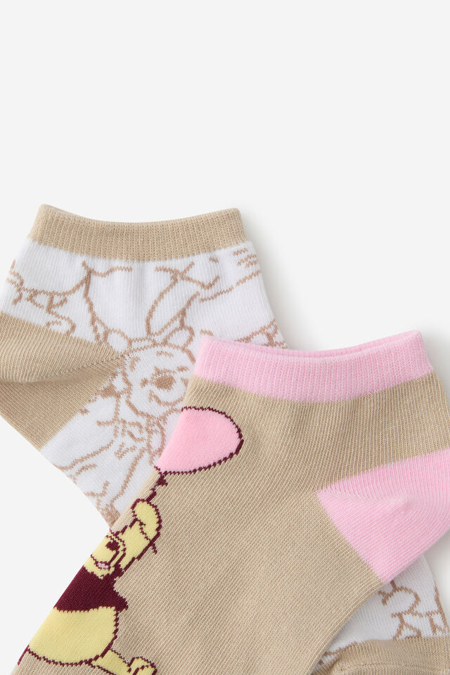 2 Pk Of Ankle Socks, LCN DIS WINNIE THE POOH (S/M)
