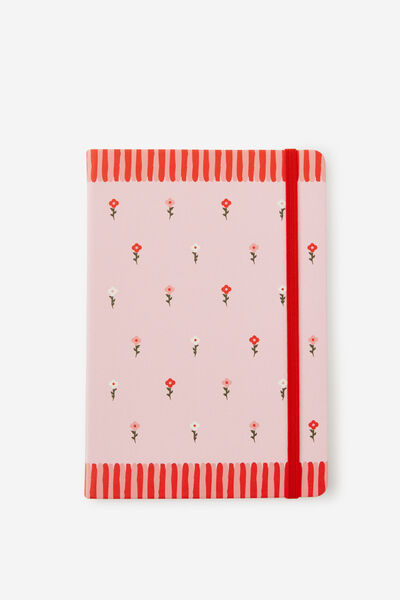 A5 Hard Lined Notetaker Notebook, STRAWBERRY MILK DITSY FLORAL