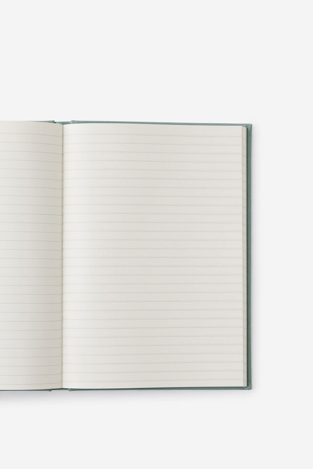 A5 Linen-Textured Lined Notebook, TYPO GREEN