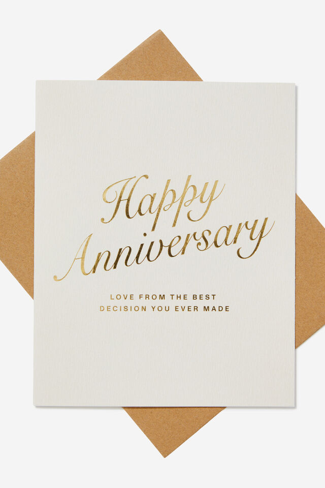 Premium Anniversary Card, HAPPY ANNIVERSARY BEST DECISION GOLD FOIL