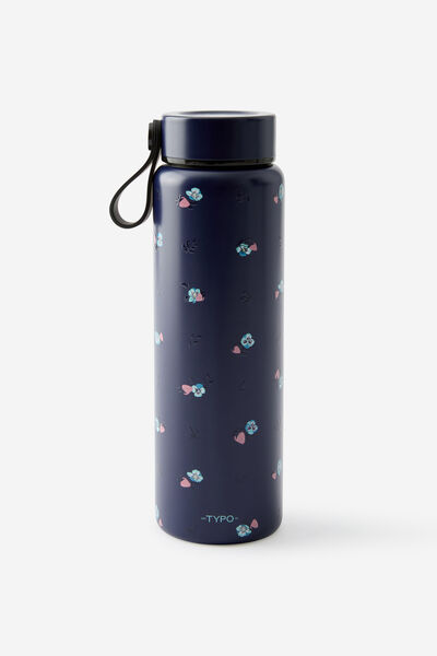 On The Move 500Ml Drink Bottle 2.0, DITSY PANSY / MIDNIGHT
