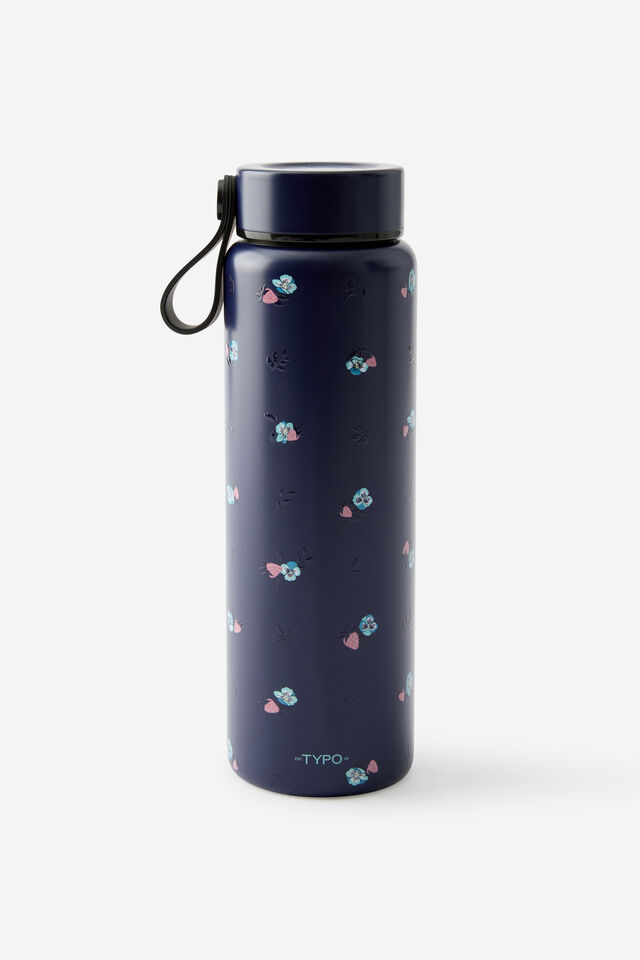 On The Move 500Ml Drink Bottle 2.0, DITSY PANSY / MIDNIGHT