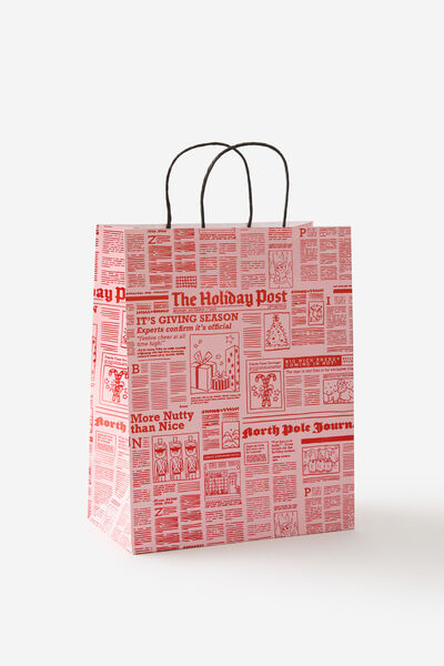 Premium Gift Bag - Medium, NEWSPAPER PRINT