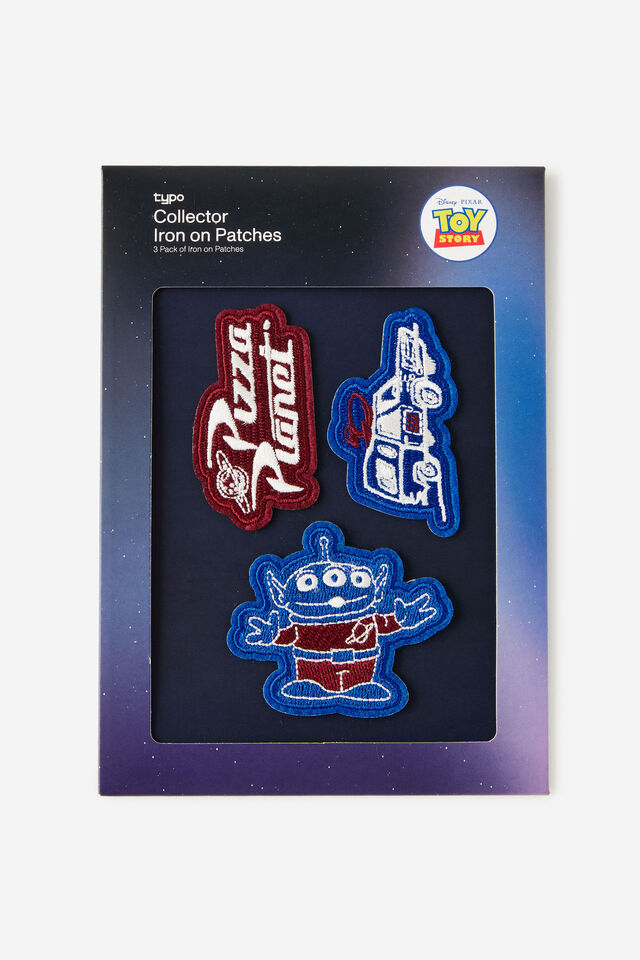 Collector Iron On Patches 3Pk, LCN DIS TOY STORY PIZZA PLANET