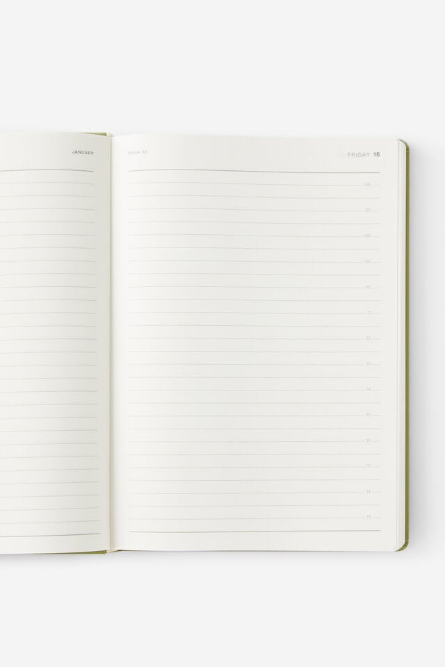 Personalised 2026 B5 Daily Hard Metro Diary, Little Treats Bay Leaf
