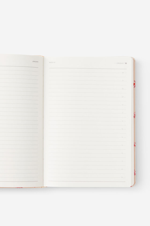 Personalised 2026 A5 Daily Hard Metro Diary, Ditsy Pansy Pink Clay